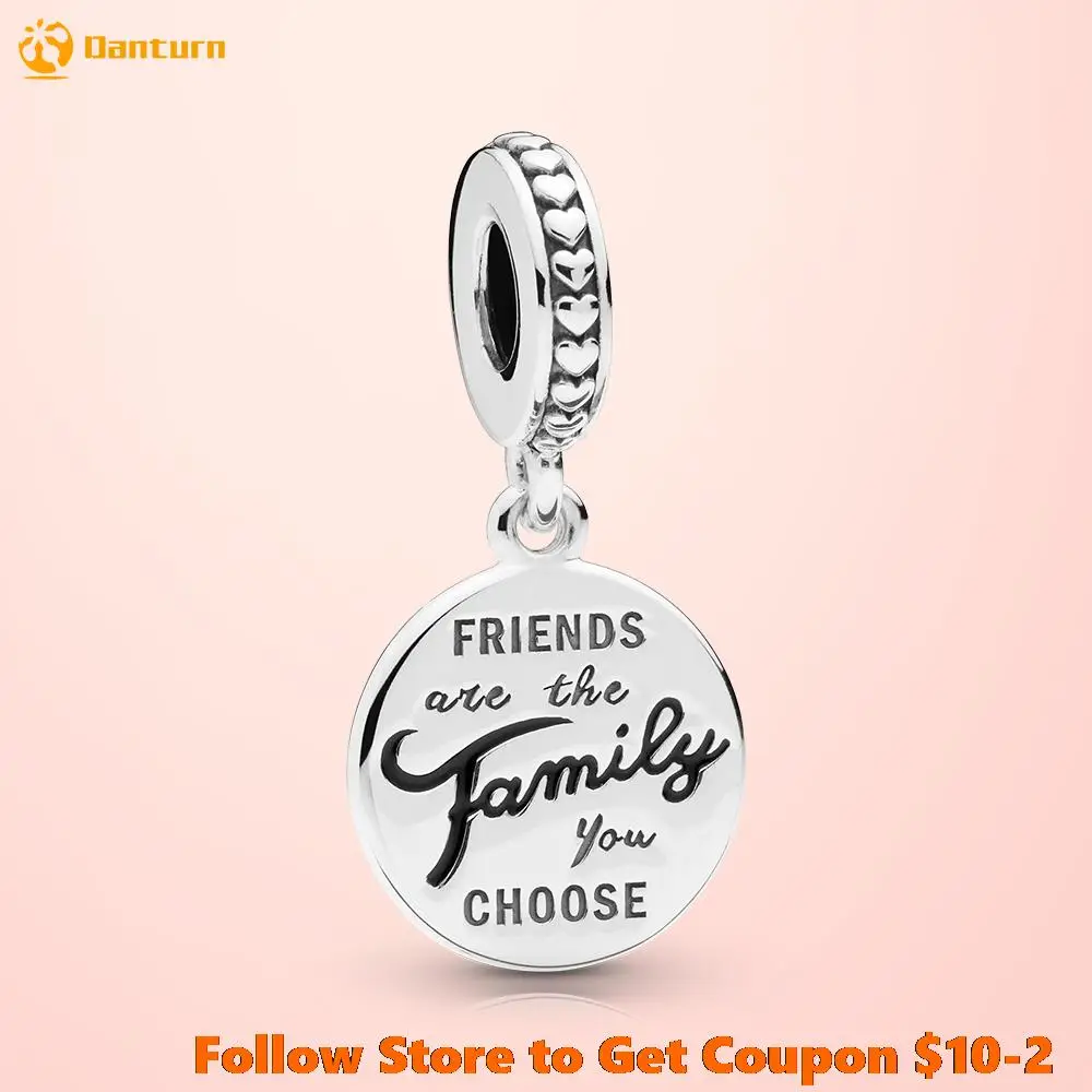

Danturn серебряные бусины 925 пробы Friends-это семейный подвесной Шарм, подходит для оригинальных браслетов Pandora для женщин, подарок для изготовлен...