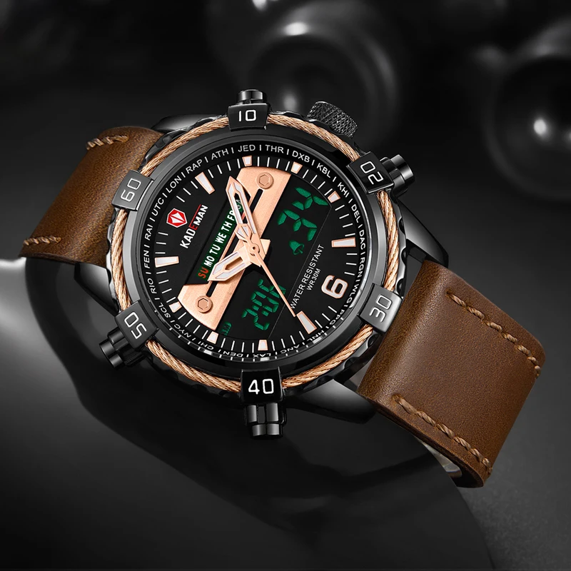 Модные спортивные часы мужские светодиодный цифровой двойной дисплей наручные