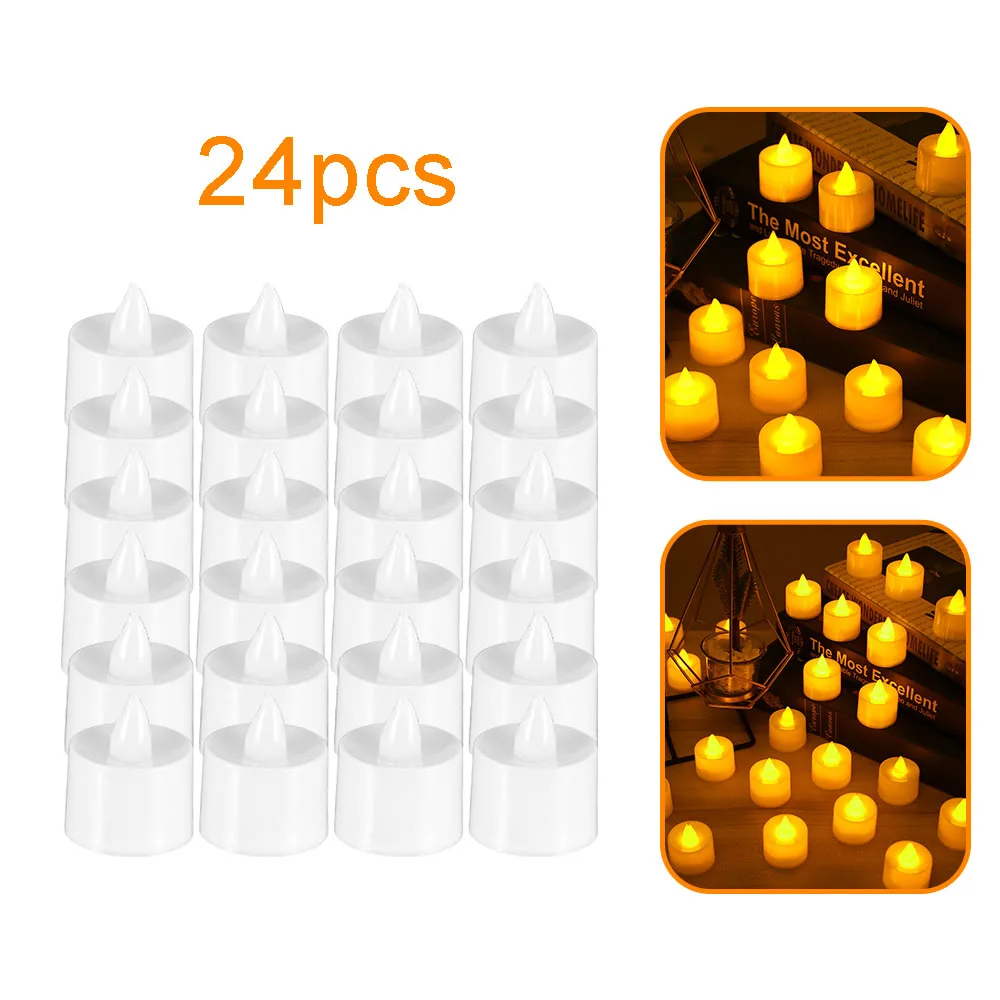 24 шт. Led лампы в форме свечи Белая Свеча светильник креативный настенный Батарея