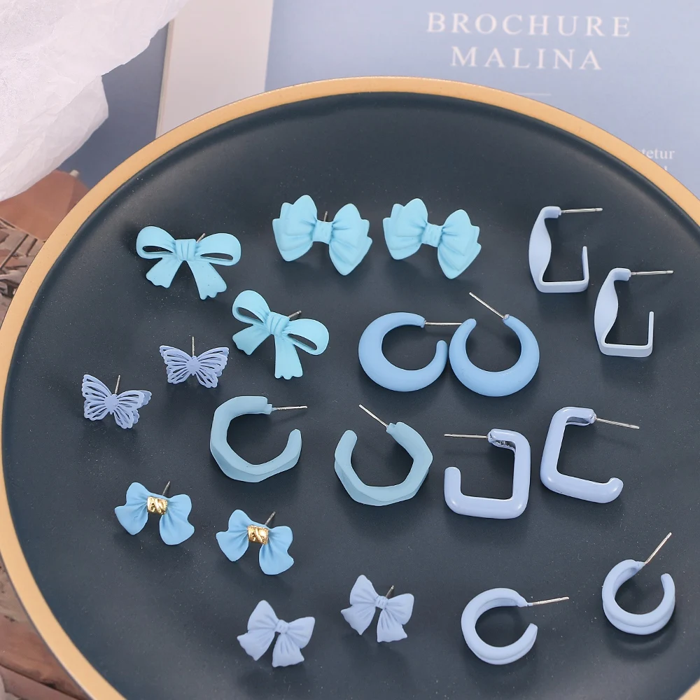 

VKME Hot Selling Women's Butterfly Bow Stud Earrings For Women Exquisite Versatile Female Acrylic Hoop Earring Fashion Jewelry