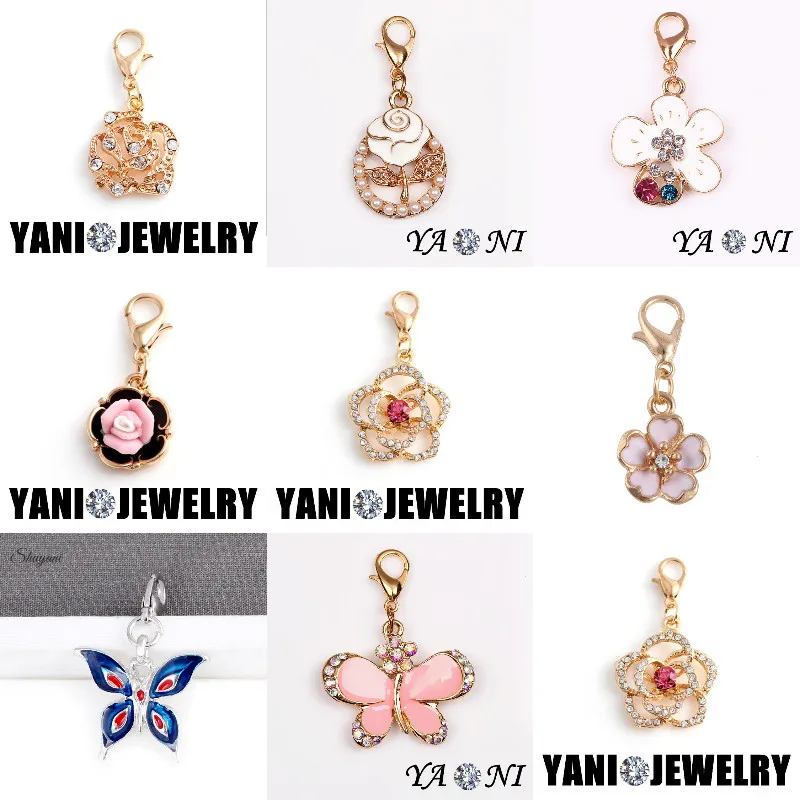 20 шт./лот хрустальные эмалевые подвески в виде Розы животных бабочки кулон для