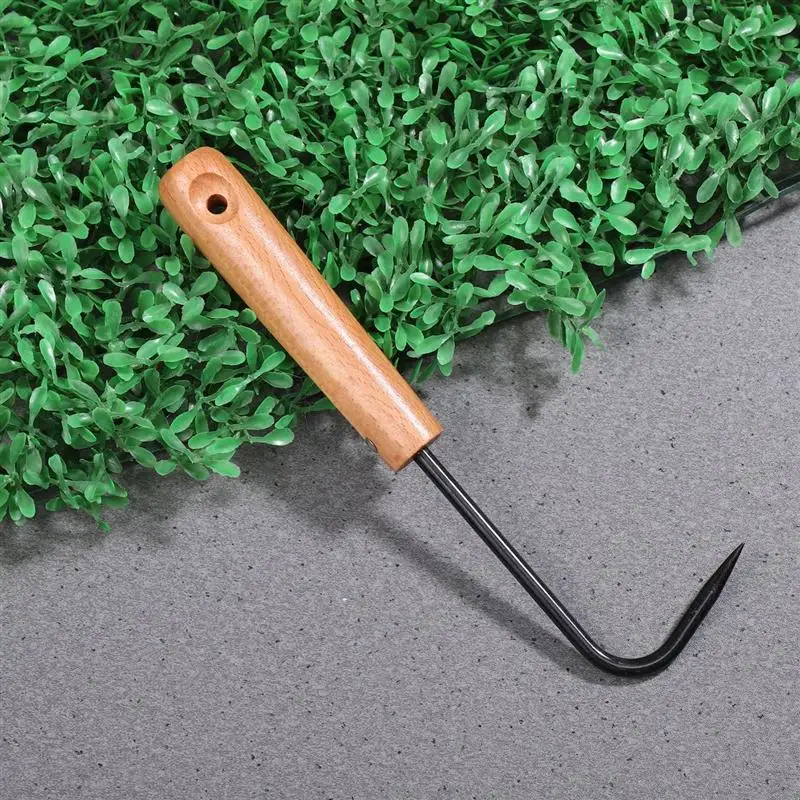 

Yarnow Garden Weeding Tool Root Remover Wooden Handle Manganese Steel Manual Weeder Weeding Device Single-claw Hook (Black)