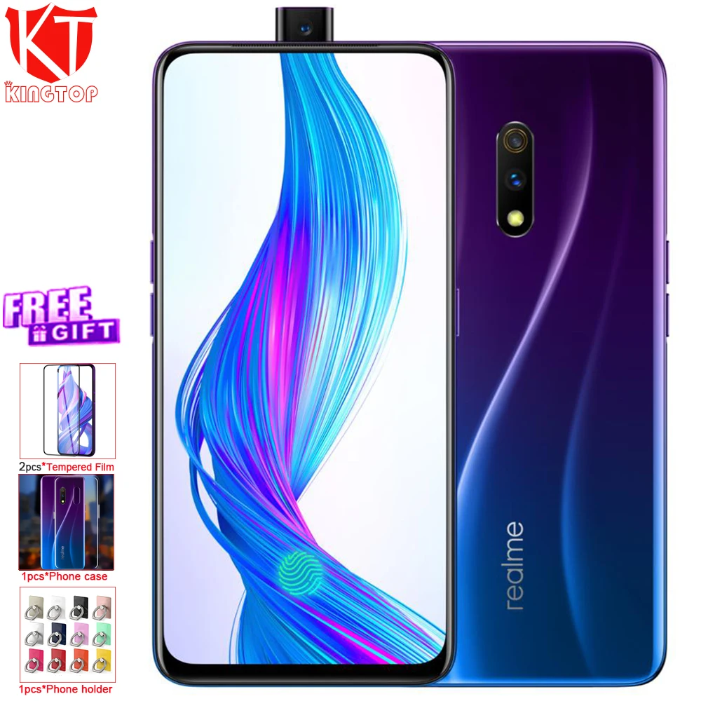 Мобильный телефон Realme X 4G/6G 64/128G 6,5" экран Android 9 Восьмиядерный 16MP+ 48MP+ 5MP камера отпечаток пальца 3765mAh мобильный телефон