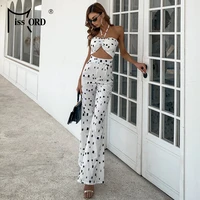 missord tie back print jumpsuit cut out summer 2021 sexy women elegant off shoulder backless long pants beach dot sundress white