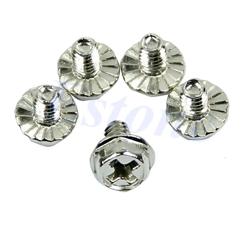 

100pcs Toothed Hex 6/32 Computer PC Case Hard Drive Motherboard Mounting Screws W3JA
