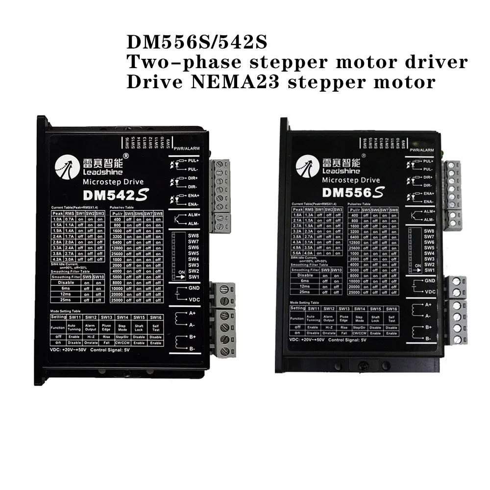 

Leadshine two-phase stepper motor driver DM556S / 542S DC24V-50V 1.0-5.6A is suitable for NEMA23 stepper motor, instead of DM556