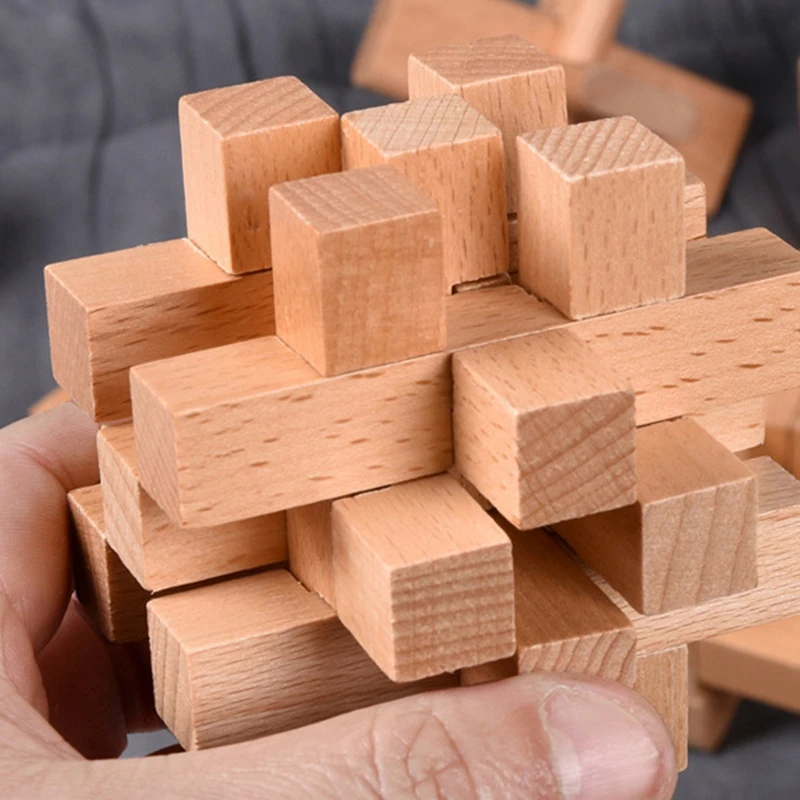 Головоломка для развития интеллекта замок Kong Ming блокировка Lu Ban Lock 3D деревянные