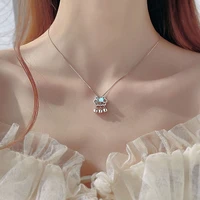 925 silver ping an ruyi lock pendant necklace for women sky blue moonstone long life lock bell tassel clavicle chain choker