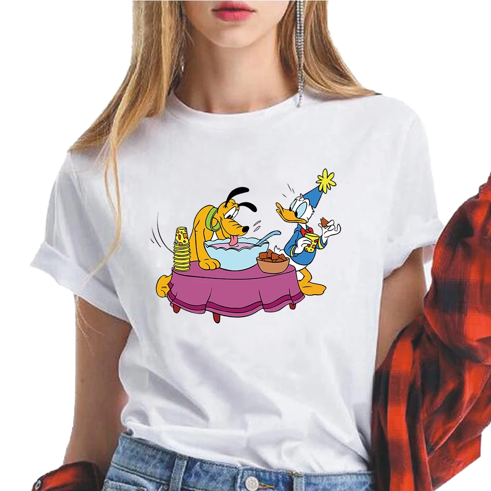

Disney New T-shirt Mickey Goofy Cartoon Print Summer Women Tops Cute Korean Version Harajuku Style Couples Parent-child T-shirt