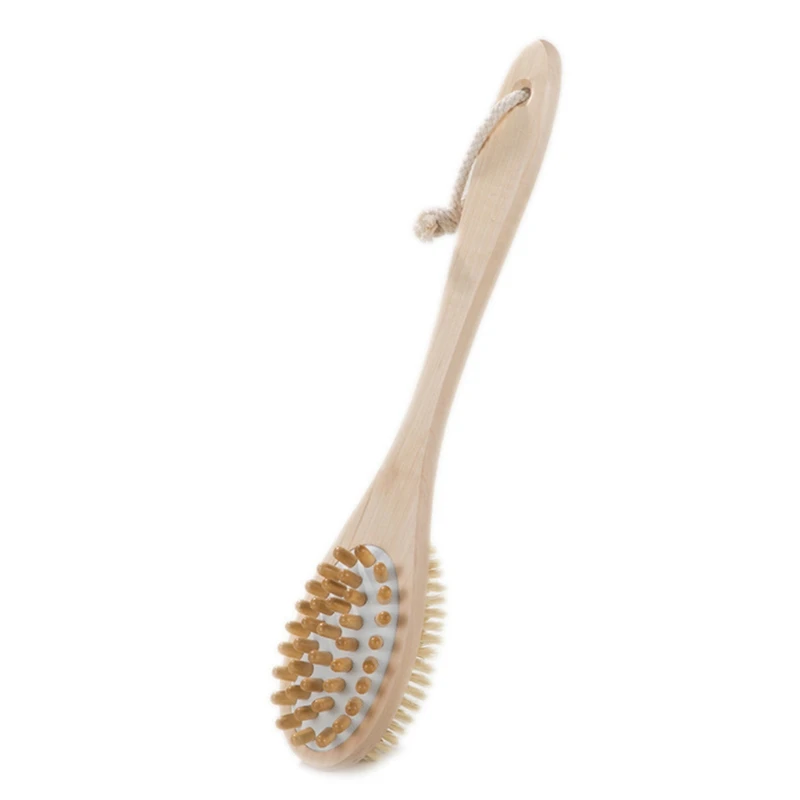 

Double Sided Bath Bristles Brush Wooden Long Handle Shower Brush Scrubber Bath