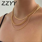 Ожерелье ZZYY в виде змеи для женщин, винтажное золотистое многослойное колье, модная простая цепочка, аксессуары Y2k, ювелирные изделия для вечерние, подарок 2021