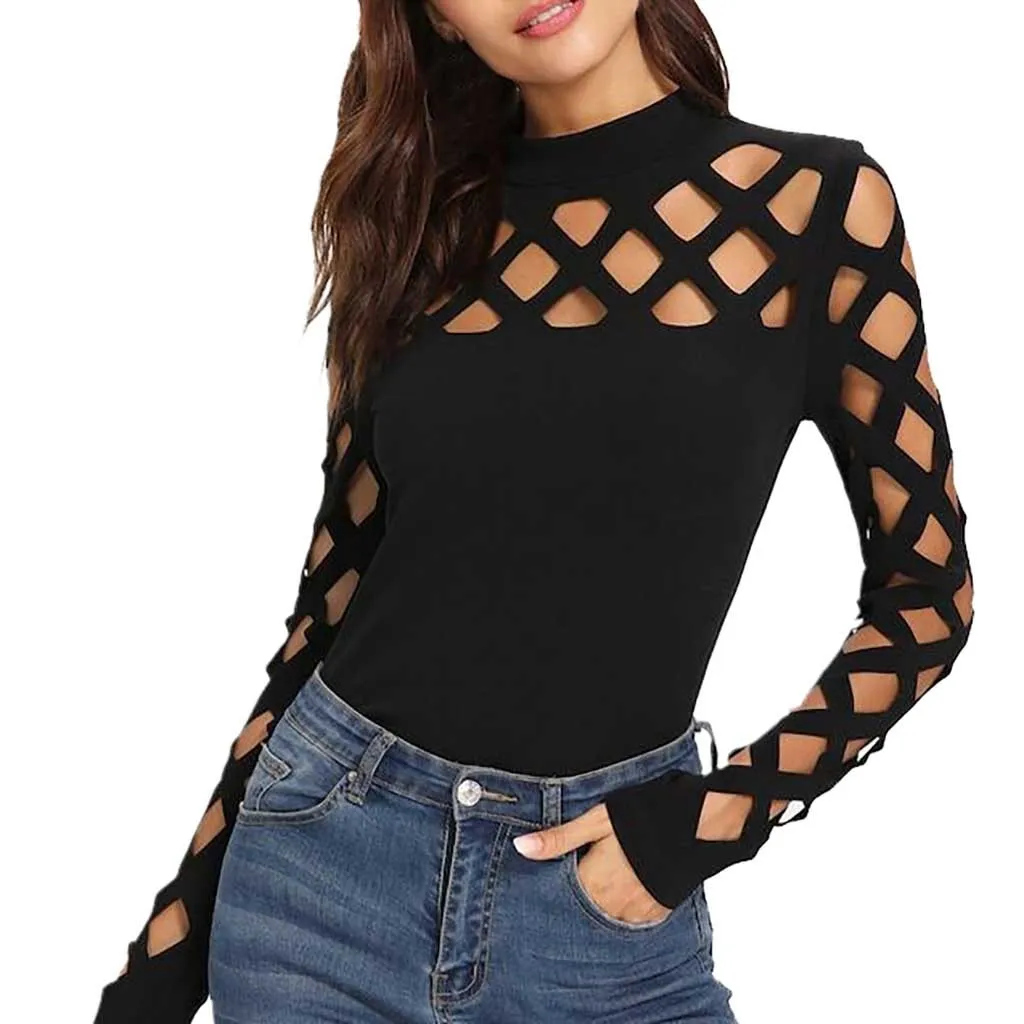 Женская блузка с длинным рукавом винтажная ажурная уличная мода # Z 2021|Блузки| |