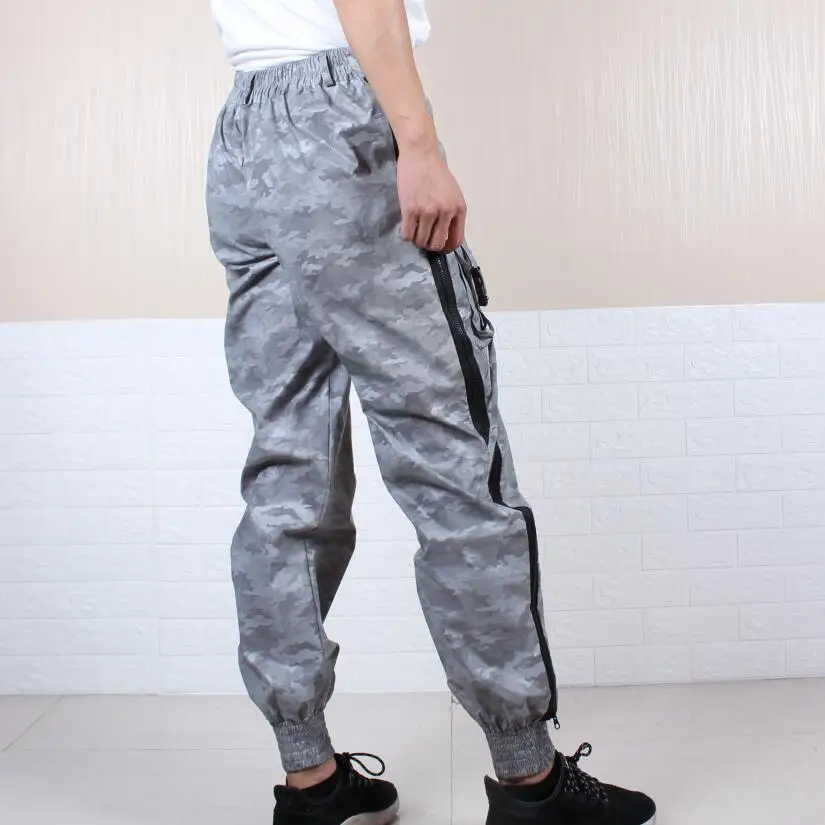 Мужские камуфляжные Светоотражающие брюки карго с молнией сбоку спортивные