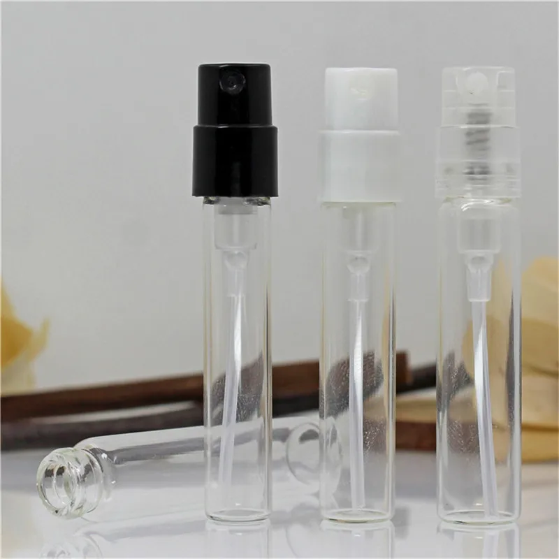 2ml Clear Black White Portable Mini Perfume Bottle Glass Empty Sample Bottle Cosmetics Bottled Toner Spray Bottle Nebulizer