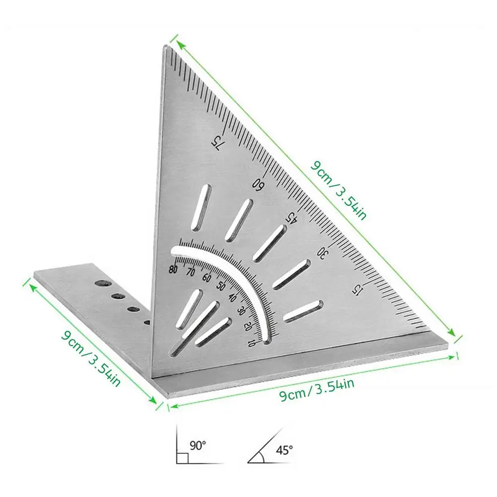 

Triangle Rule 90 Degree Angle Rule Stainless Steel Carpenter Measurement Ruler Woodworking Scriber Layout Marker Tool