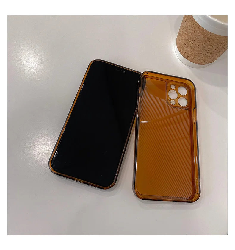 Прозрачный коричневый чехол для телефона iPhone 11 12 Mini Pro XR XS Max X 8 7 Plus SE 2020 Защита