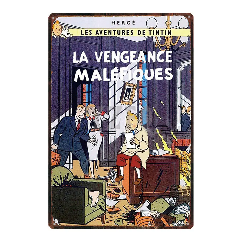 DU2990 Tintin мультфильм металлическая жестяная вывеска потертый шик стены Детская комната кофе магазин домашнего искусства ремесло Тики Бар Декор 30X20 см DU2993 - Цвет: DU2990