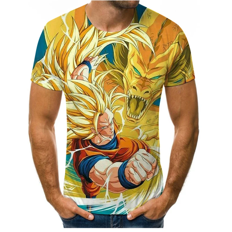 

Hot selling fashion handsome anime dragon ball printing 3D men's T-shirt street slim casual short-sleeved T-shirt