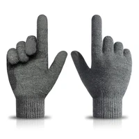 men winter touch screen gloves thicken warm knitted stretch gloves wool cashmere solid men business gloves full finger mittens