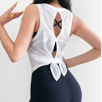 yoga clothing quick drying mesh loose fitness vest womens sports sleeveless breathable split running blouse activewear tops