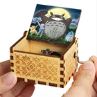 Новинка деревянная музыкальная шкатулка аниме Totoro с ручкой с изображением героев мультфильмов тематическая песня Хэллоуин Рождество Новогодний подарок домашний декор