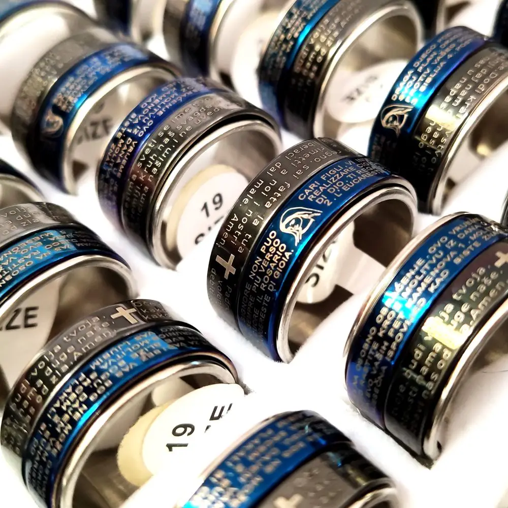 Мужское вращающееся кольцо из нержавеющей стали 20 шт./лот ширина 10 мм | Украшения