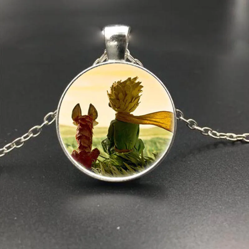 Ожерелье с изображением лисы под луной Маленького принца ожерелье со стеклянным