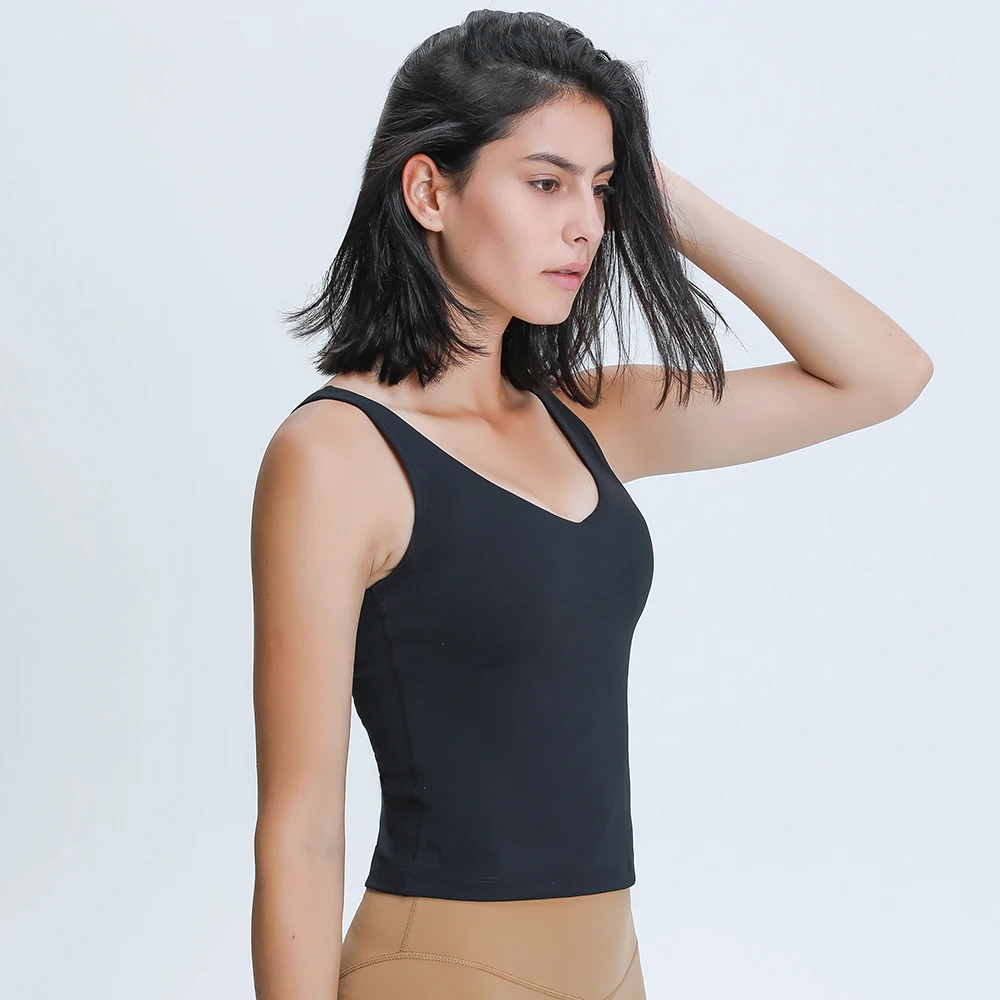 Пикантный укороченный топ с V-образным вырезом для йоги и тренировок жилет