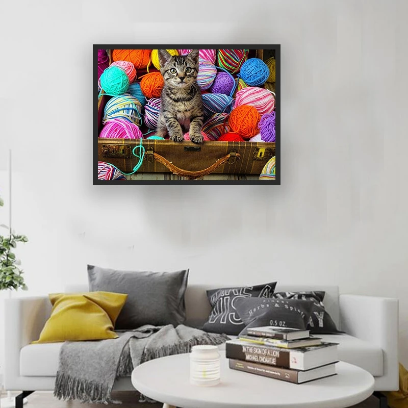 Алмазная картина кот животное милый набор для искусства полная круглая мозаика