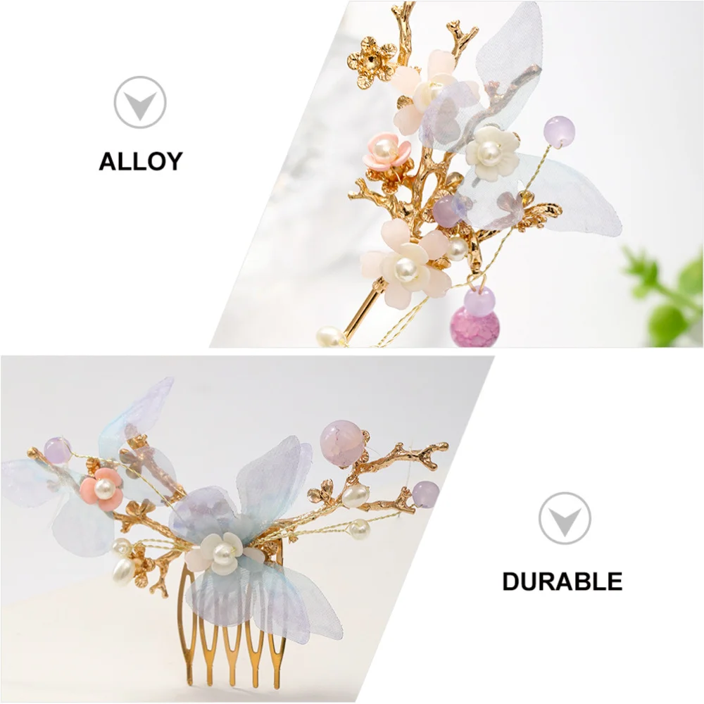 

1 set of Traditional Hanfu Headwear with Tassel Hairpins Girl Hair Combs