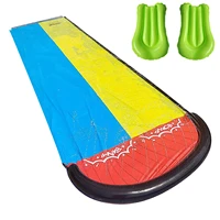 480x140cm lawn water slide fun double giant surf water slide pools spray with 2pcs mat for kids outdoor summer water games toy