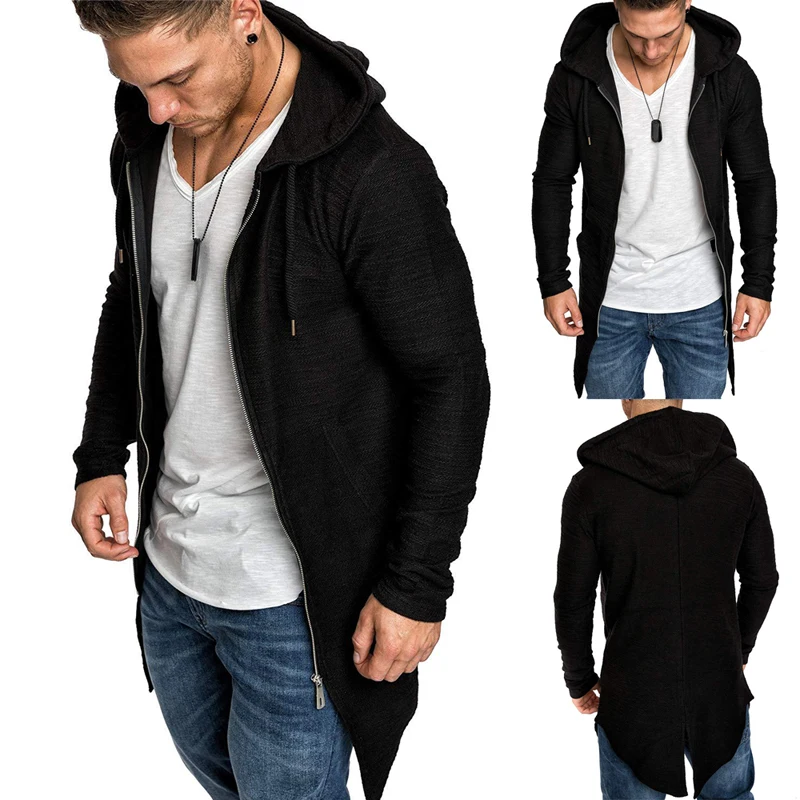 

Kayotuas Women Coat 2021 Spring Hooded Long Cardigan New Windbreaker Cloak Knitted Big Size M-3XL Zipper Outwear Jacket