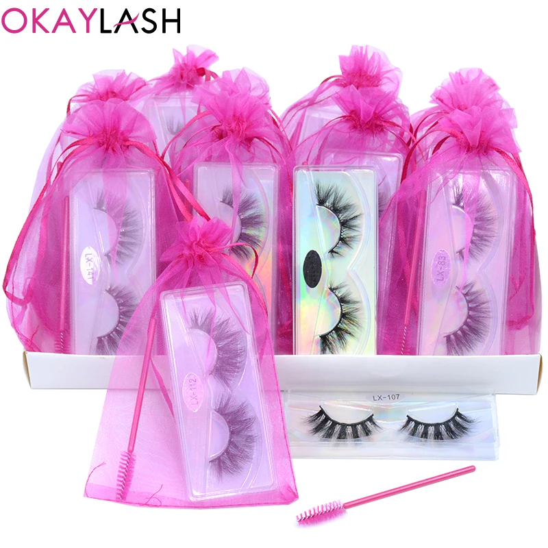 

Накладные ресницы OKAYLASH из искусственной норки, пушистые натуральные 3d-ресницы для макияжа, Объемные Накладные ресницы с чехлом и кисточкам...