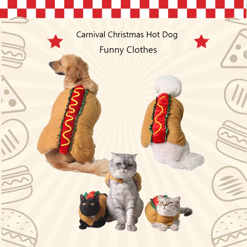 

Hamburger Dog Christmas Clothes Cat Fall Winter Pet Carnival Christmas Burger Clothes Funny Costume Accessories Christmas Set