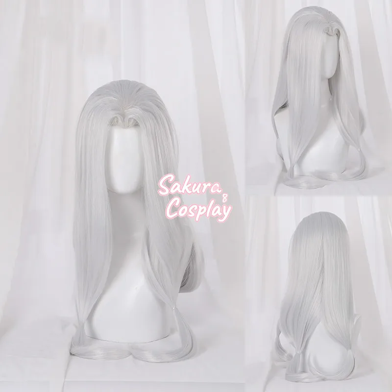 Длинные Серые и белые термостойкие синтетические волосы + шапочка для парика