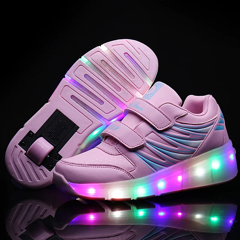 Детская обувь на колесиках для мальчиков и девочек, обувь для катания на коньках со светодиодной подсветкой, Детские невидимые автоматичес... от AliExpress WW