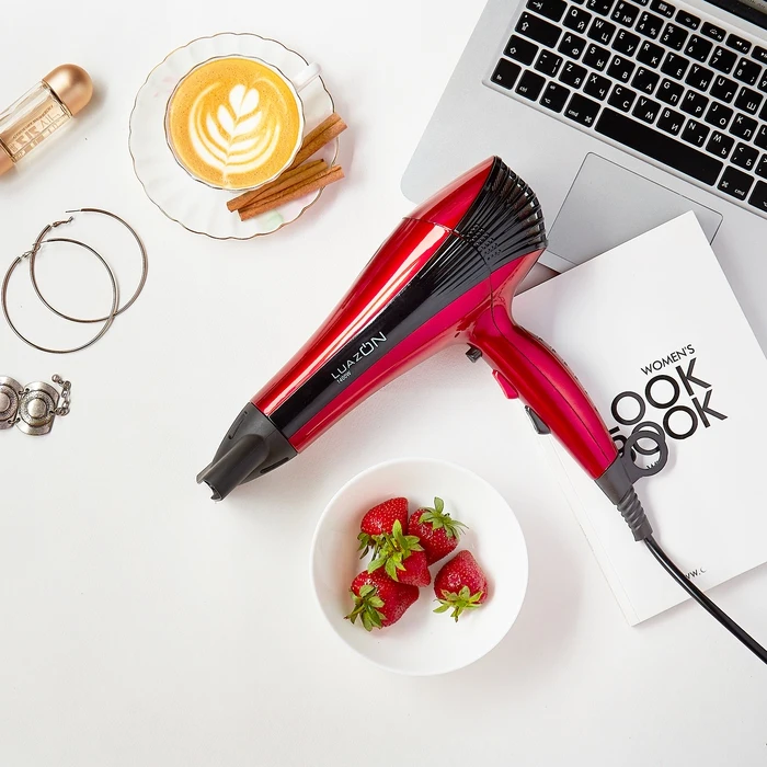 Фен для волос LuazON LF 21 1400 Вт 2 скор темп. реж &quotХолодный воздух&quot чёрно красный