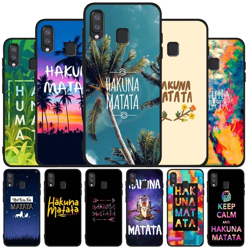 Цветной черный мягкий чехол Hakuna Matata для телефона Samsung A10 A20 A30 A40 A50 A70 A21 A31 A51 A71 A41 A32 A42