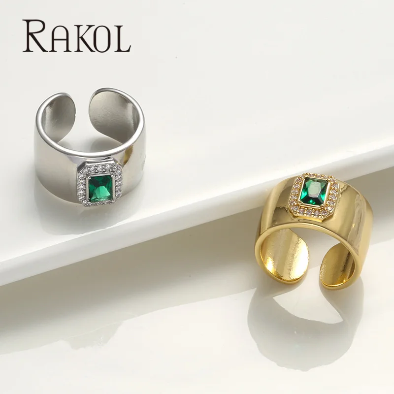 

RAKOL Fashion Opening Adjustable Inlaid Gemstones Gold Color And White Color DIY Ring Jewelry Accessories Rings RRR04