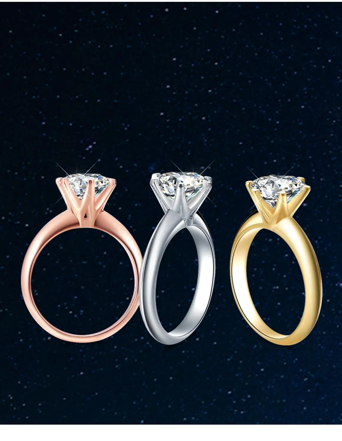 14K белое золото 4 карат Moissanite бриллиантовое кольцо женское круглое классическое