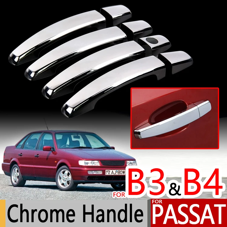 สำหรับVW Passat B3 B4 Chrome HandleครอบคลุมTrimชุด4Pcsโฟล์คสวาเกนMK3 MK4รถอุปกรณ์เสริมสติกเกอร์รถจัดแต่งทรงผม1988 1990 1993