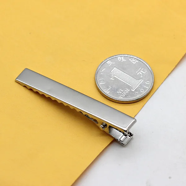 57x8.5mm Металлические амулеты для маленьких девочек, гладкие плоские заколки для волос, один зубец, Аллигатор, заколка на кнопке, пустая основа, шпильки для волос и фурнитура, банты, сделай сам - Цвет: 57x8.5mm