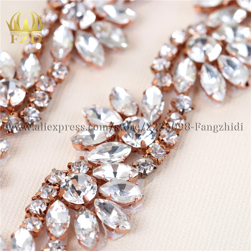 (10 ярдов) стразы отделка двор розовое золото s стеклянная Аппликация Кристалл для