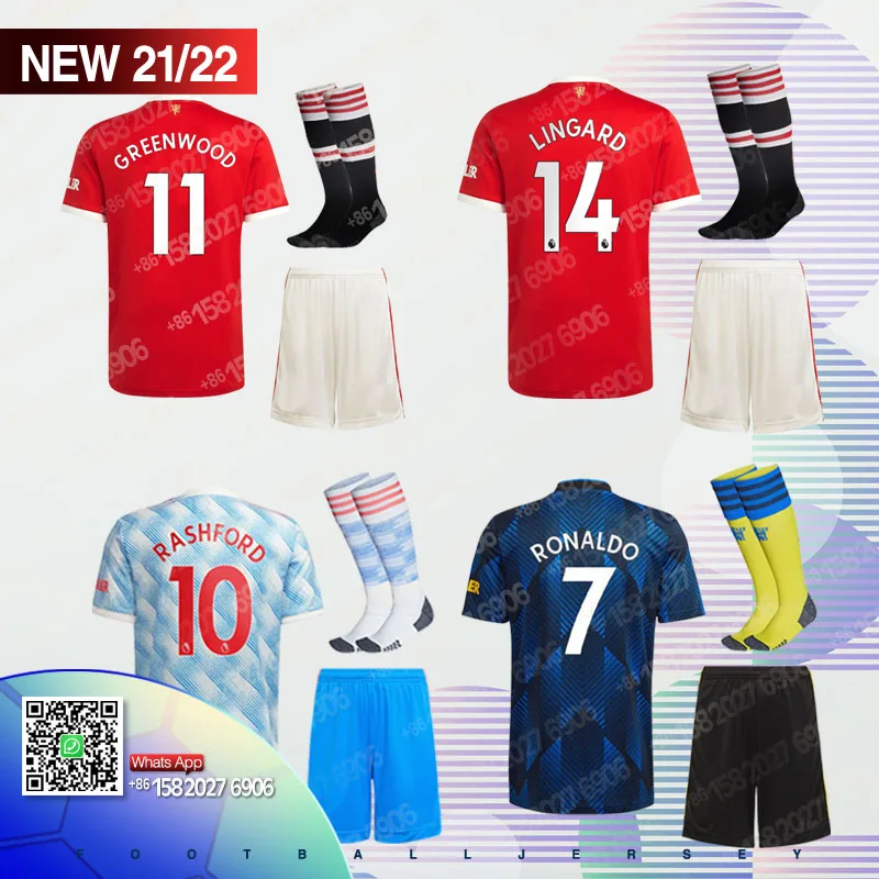 

Best quality adult Top Best sale 2022 Free shipping 21.22 Kids custom shirt +sock Set 2021 Manchester Top Thai United