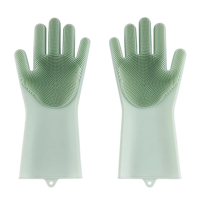 

2PC Silicone Dishes Washing Glove with Cleaning Brush Kitchen Housekeeping Washing Gloves Cleaning Washer Dishwashing Gloves