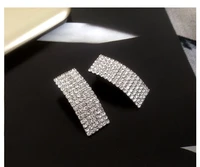 2022 new luxury korean temperament simple rectangular full diamond exaggerated earrings 925 silver needle ladies zircon earrings
