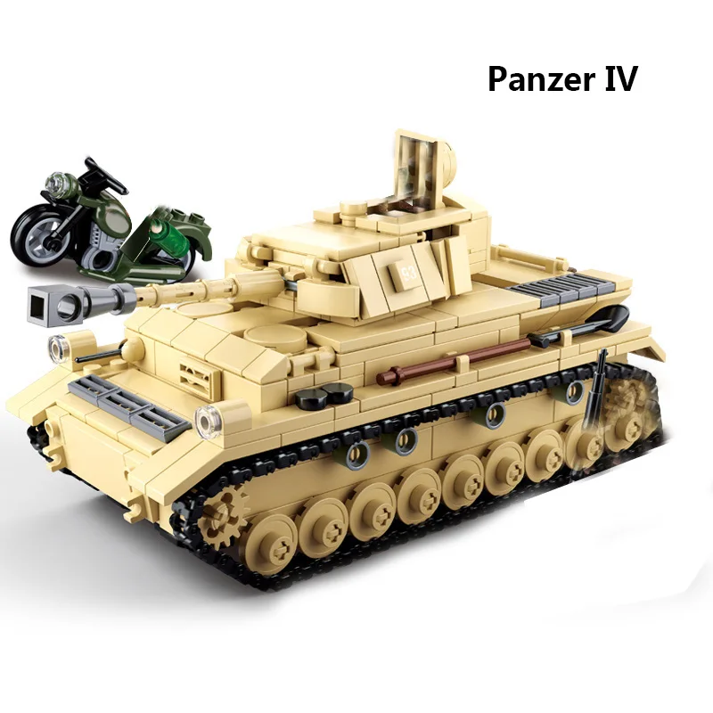 Модель военного танка строительные блоки армия ww2 panzer IV II T34 M1A2 Тигр немецкий m1a2