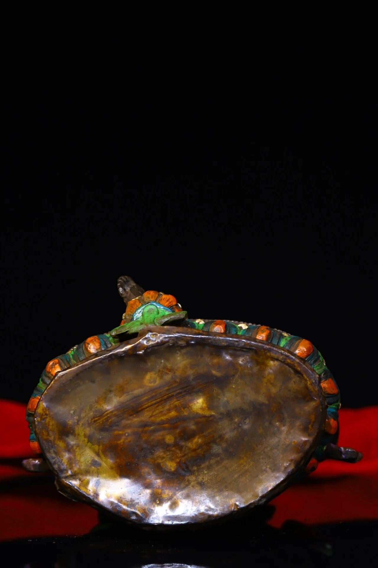 

Tibetan Buddhist handmade Green Tara buddha Statue, Old Pure copper Hand painted Tara sculpture