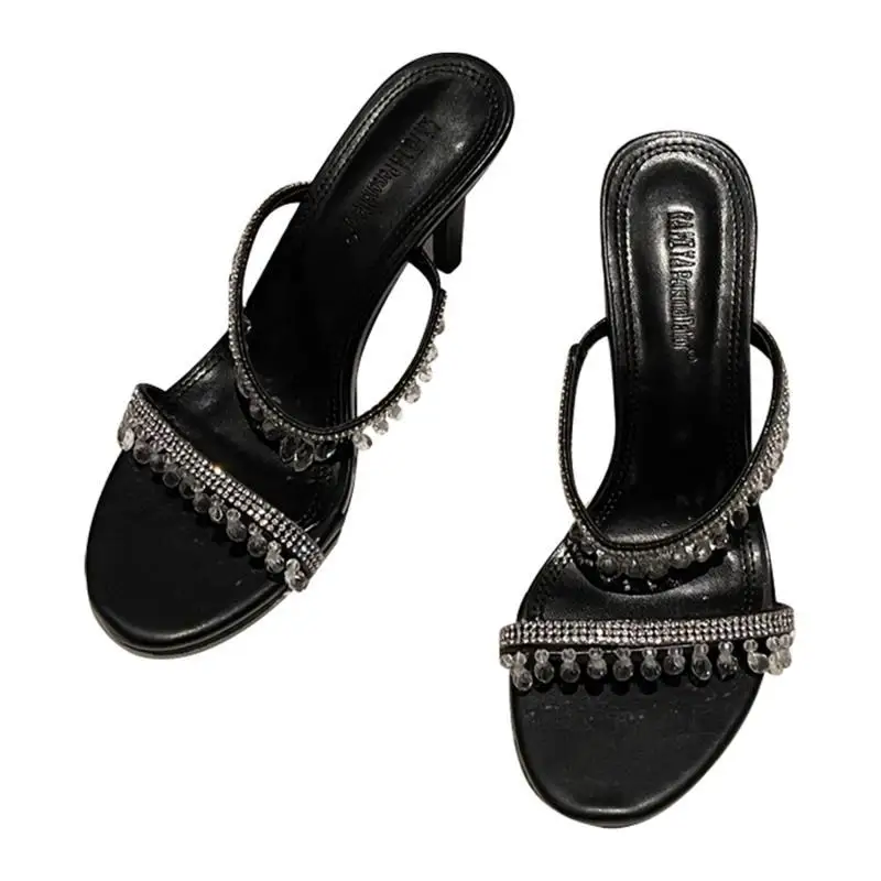 

2021 new Rhinestone open toe sandals crystal one line with sandals
