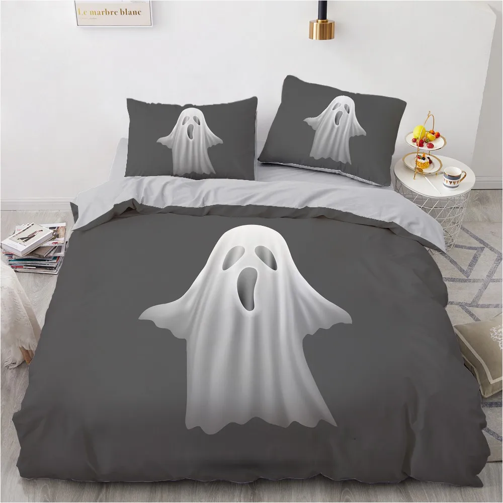 

3D Halloween Beddings Custom Design Quilt Cover Sets White Comforther Covers Pillow Cover King Queen Single Twin Size 160*200cm